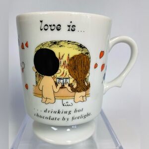 Vtg. "Love is..drinking Hot Chocolate" Footed Mug 1972 Los Angeles Times Cartoon